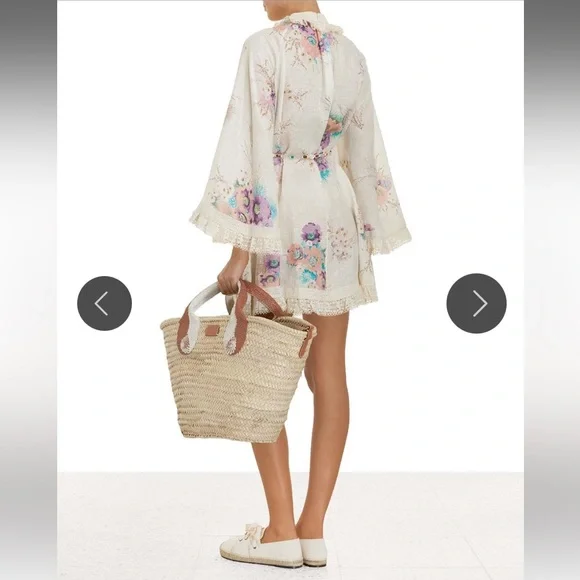 Zimmermann Jude Lace Trim Swing Dress in Bright Floral 0P - Picture 8 of 9